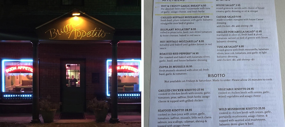 Buon Appetito Menu